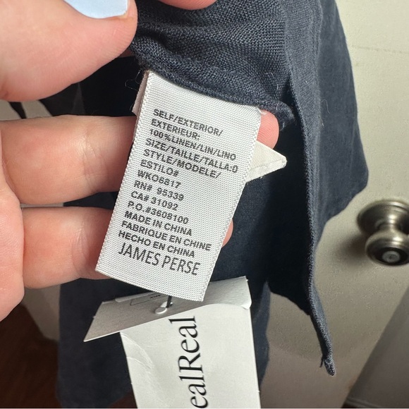 Standard James Sperse Navy Blue 100% Linen Button Front Tie Waist Shirt Dress XS - Picture 16 of 16